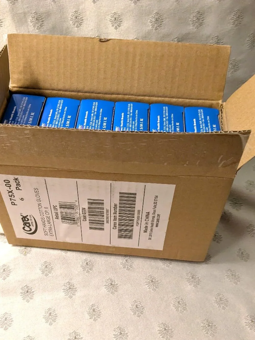 New! Case of 6 Pair of White Cotton Gloves XL